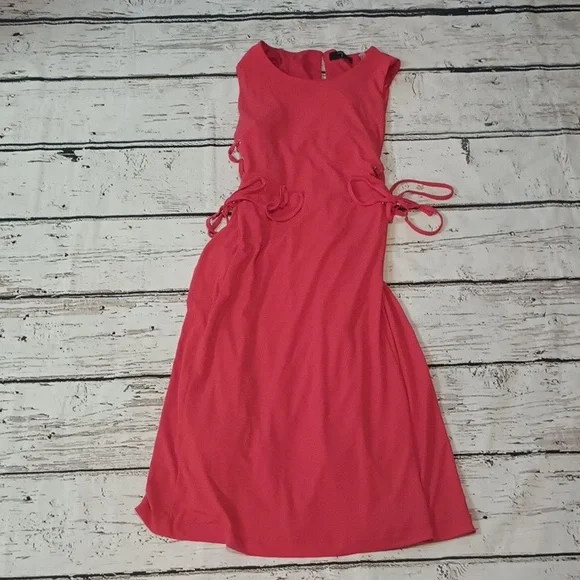 T Tahari | Dresses | T Tahari Red Silver Grommet Side Lace Sheath Dress Xs  | Poshmark